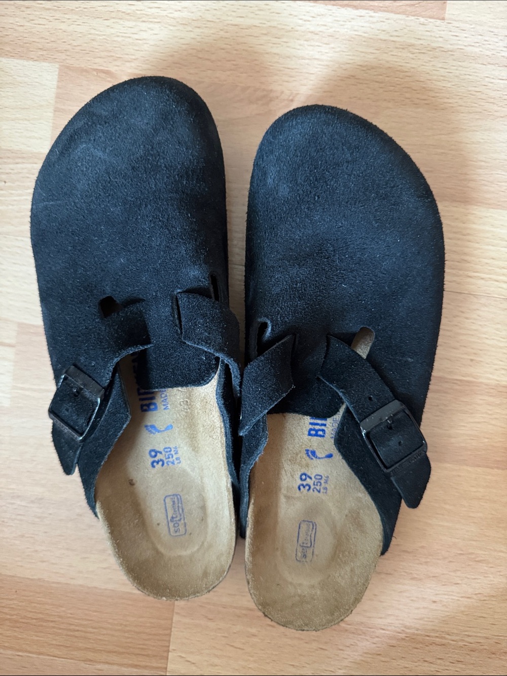 Birkenstock Black Boston Clog Suede Slip-On